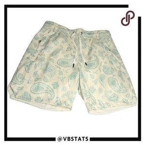 Men's Cream and Green Athletic Shorts